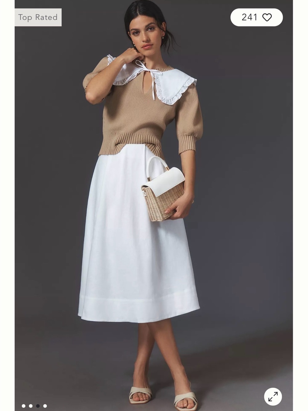 Anthropologie English Factory Puff-Sleeve Poplin Collared Sweater Size M - Picture 3 of 11